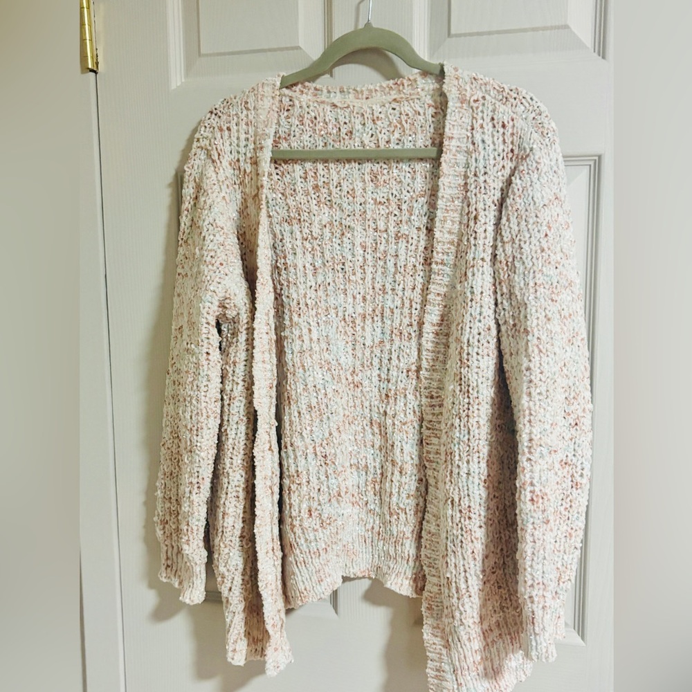 Cozy Cream and Multicolored Cardigan Sweater Sz. Medium